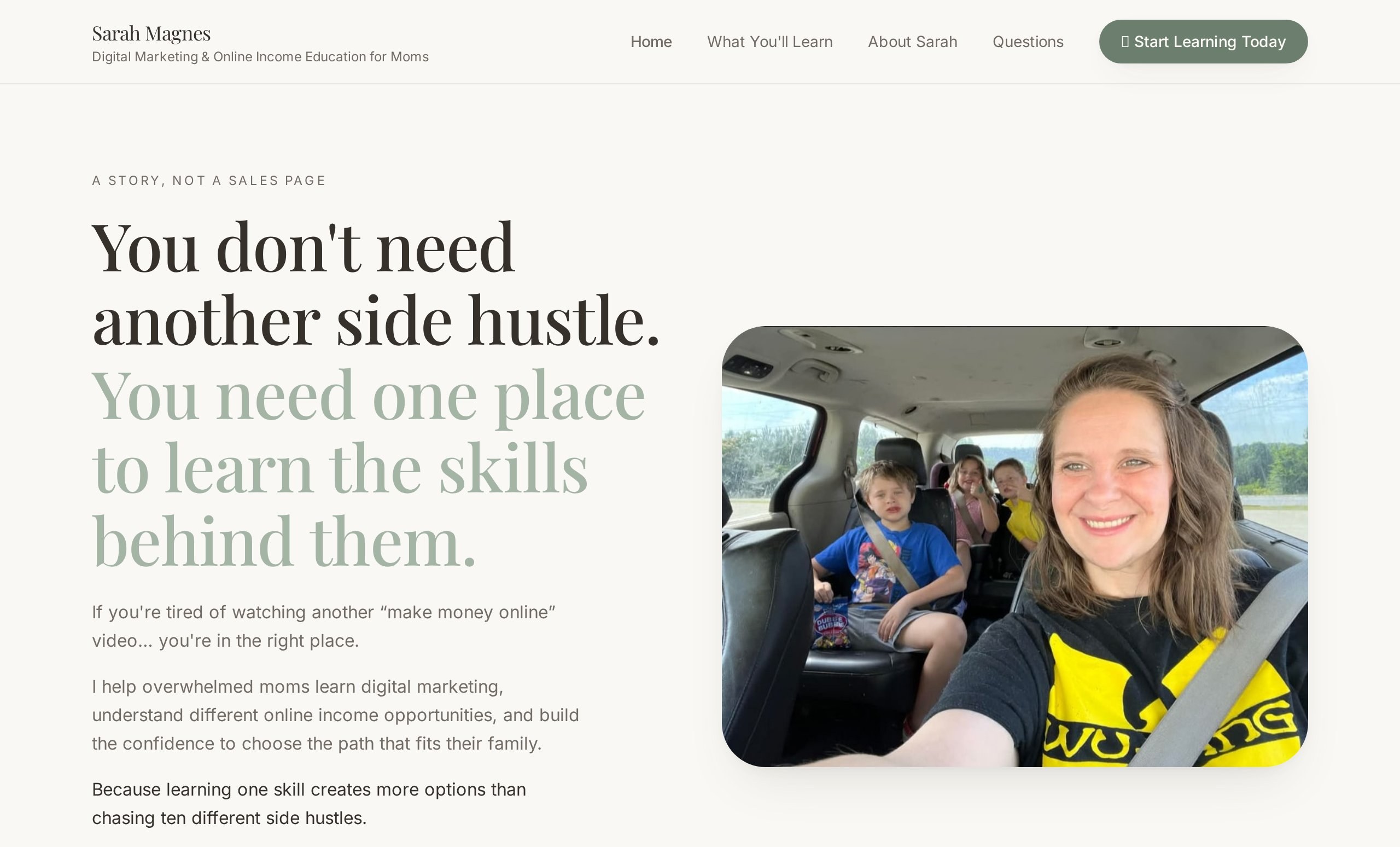 Live landing page screenshot — Mentorship story-led site