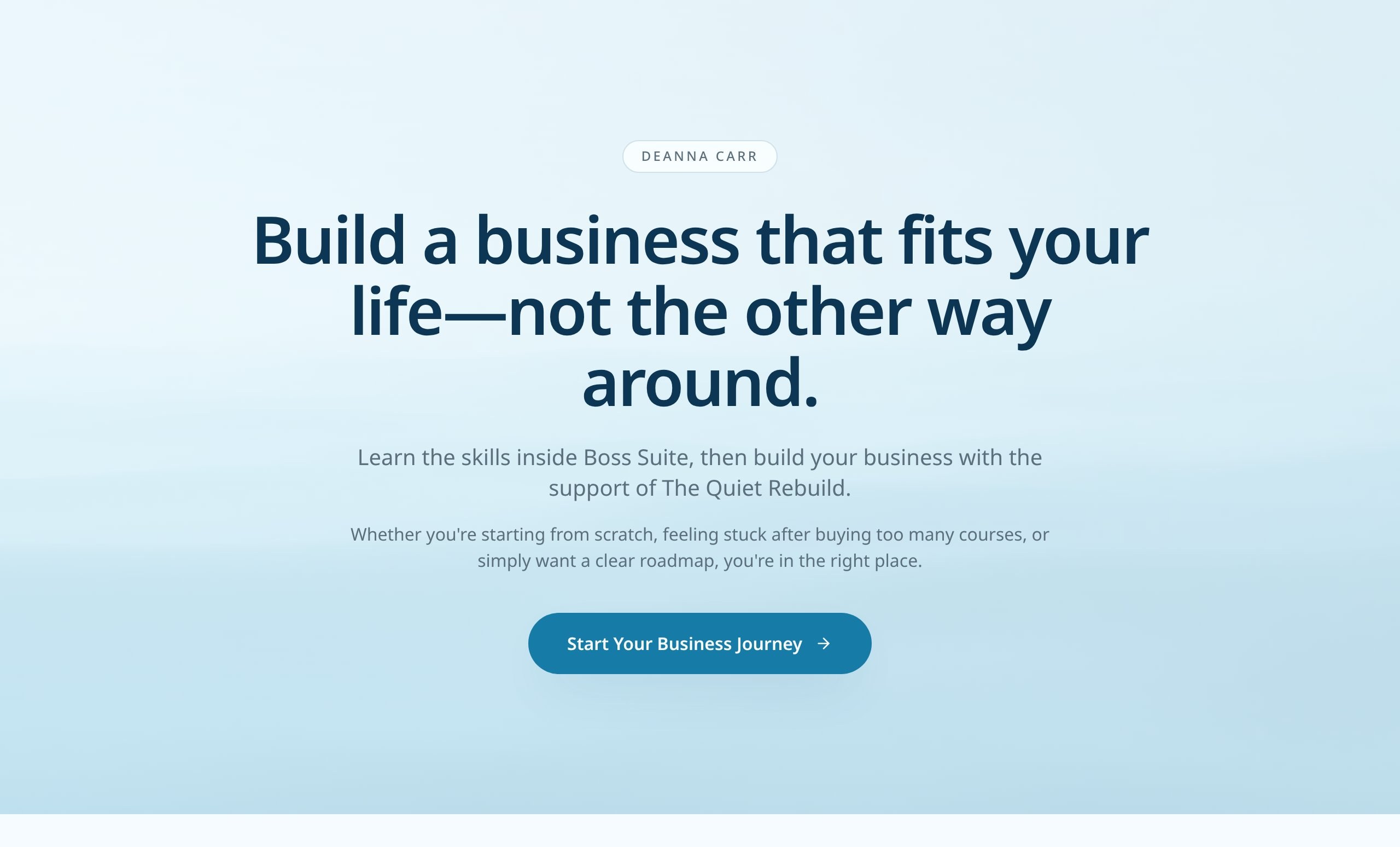 Live landing page screenshot — Coaching + course landing page